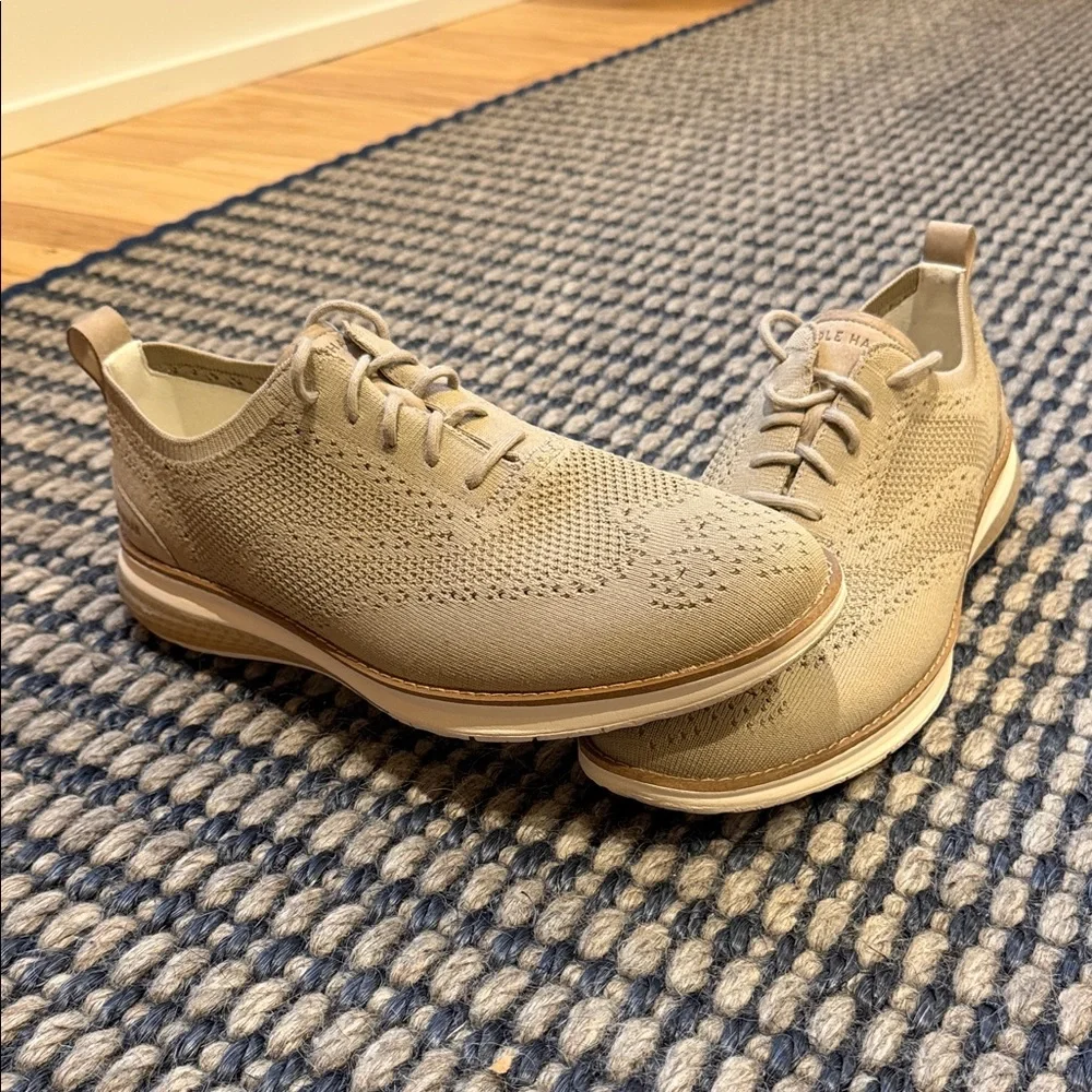 Cole Haan Men’s Knit Lace-Up Loafers — Beige